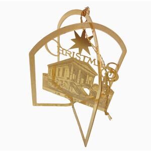 The City Market Hall 1990 CHARLESTON SC 24K Gold Plate Flat CHRISTMAS ORNAMENT